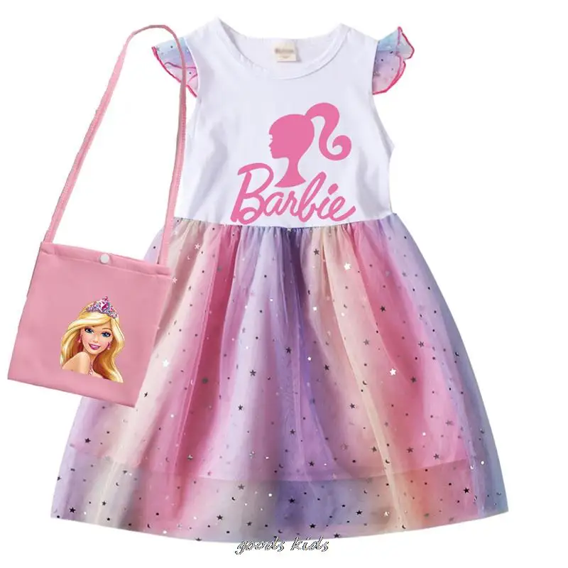 Dziewczęce ubrania Barbie film na co dzień dziewczyna Cosplay nowy rok kostiumy dziewczyny sukienki Bag Kawaii dzieci księżniczka sukienka urodziny