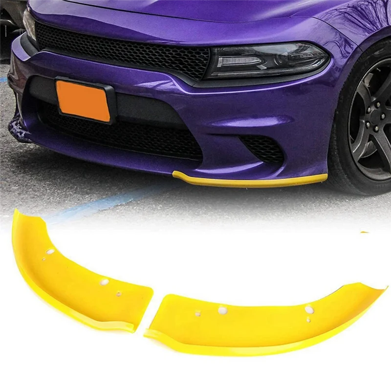 1 Pair Front Bumper Lip Splitter Spoiler Protector Yellow for Dodge Charger SRT Scat 68327084AA 68327085AA