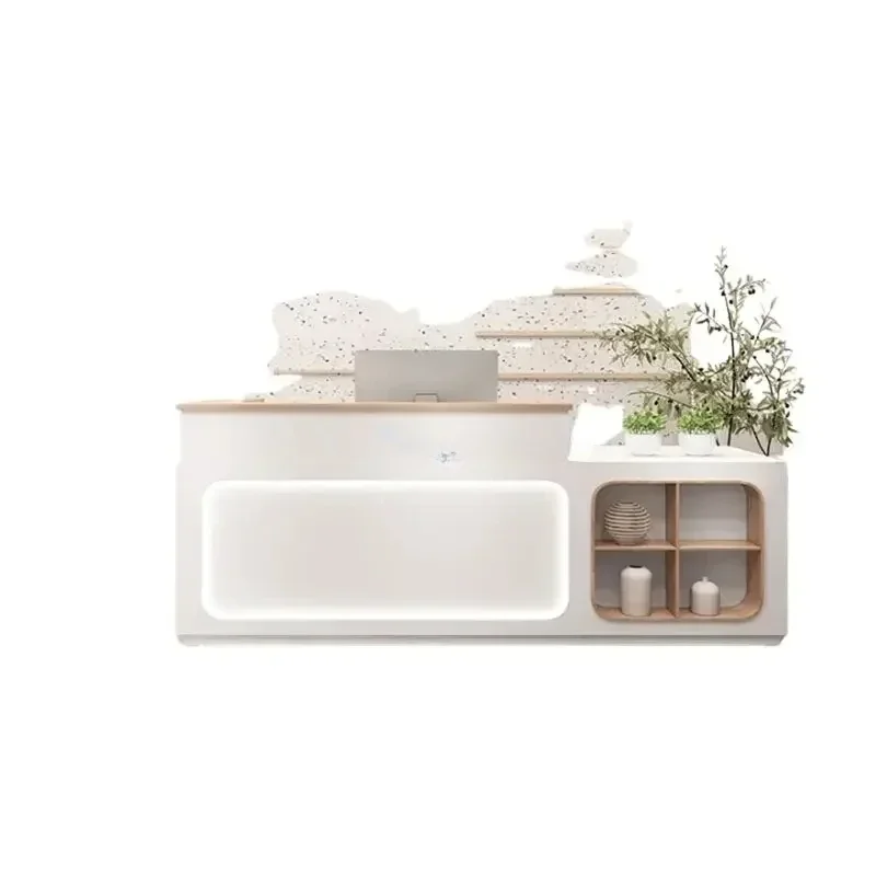 

Стойка регистрации с мобильным дисплеем, передняя барная стойка, роскошная стойка регистрации для руководителей, офис