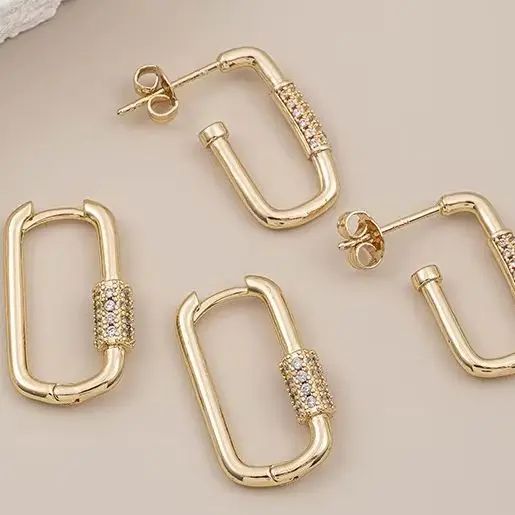 

14 К позолоченные циркониевые U-образные серьги-гвоздики с серебряной иглой 925 пробы, подвесные жемчужные серьги ручной работы, аксессуар для украшений для ушей