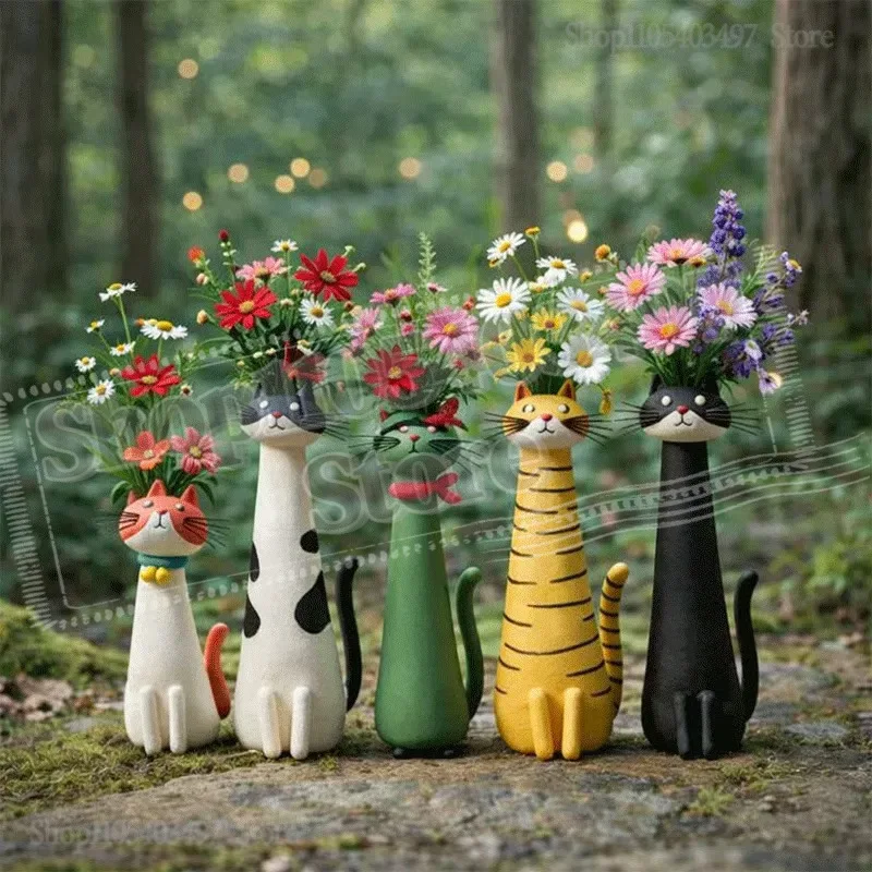 

2026 Handmade Quirky Cat Vase Creative Vase Cartoon Home Decor Ornament Gift