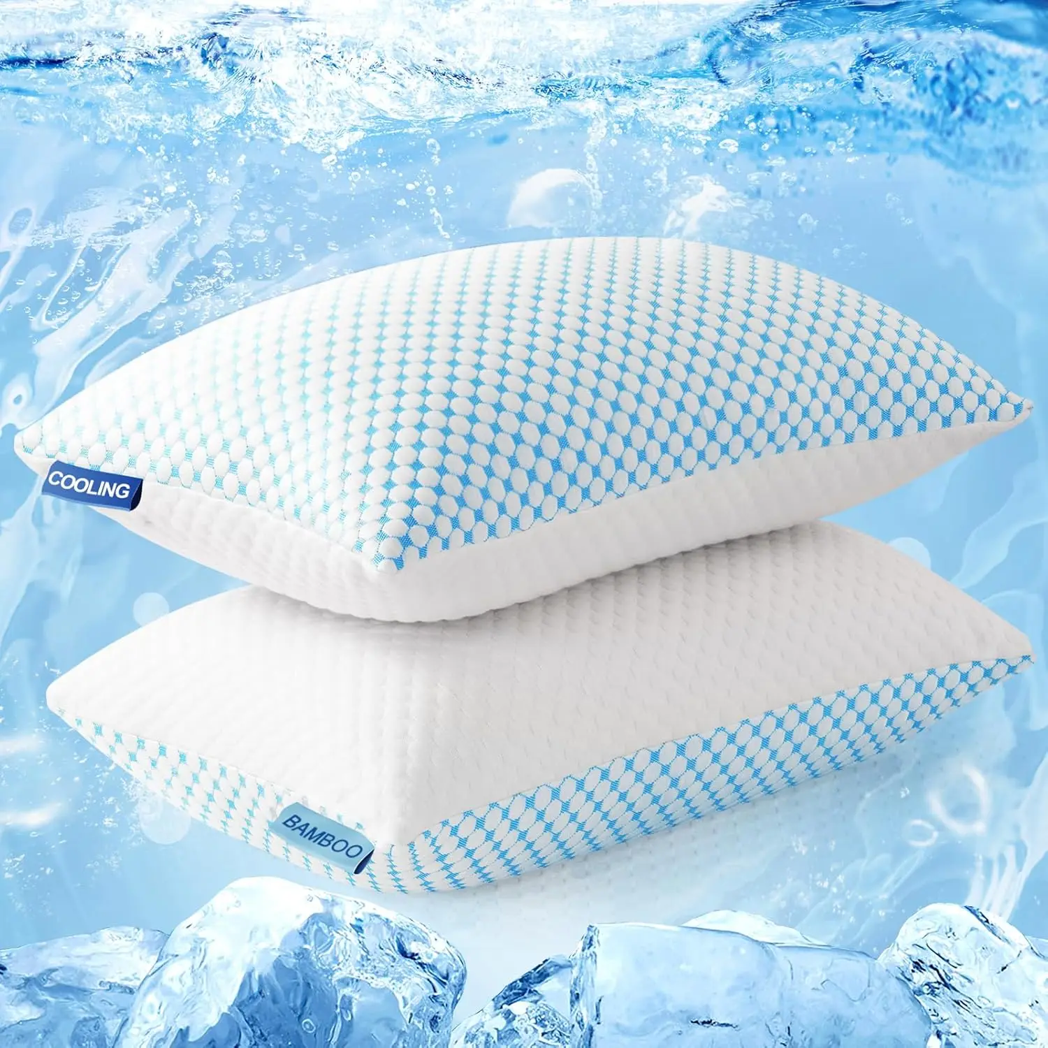 

Adjustable Loft Shredded Memory Foam Pillow, Cooling Breathable Queen Size 2-Pack for Better Sleep