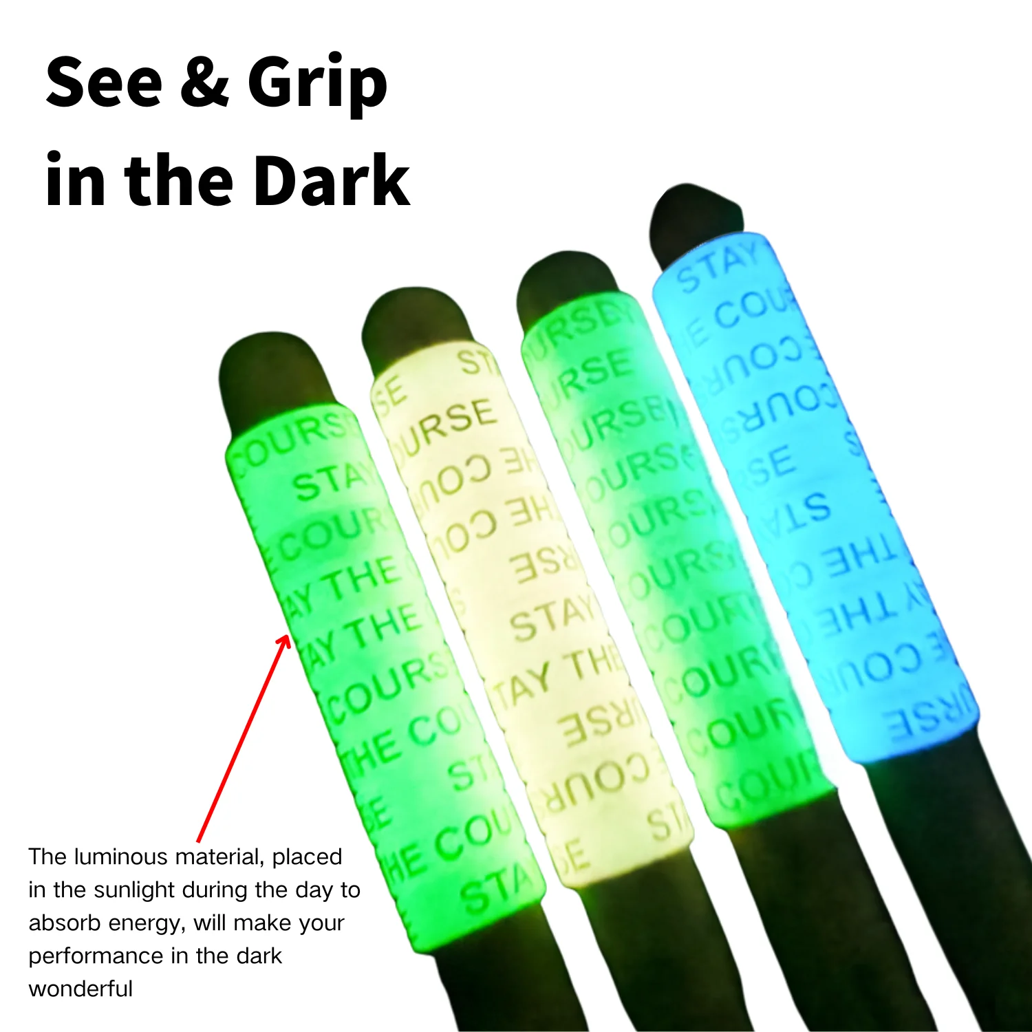 1 paquet de manchons antidérapants pour baguettes de batterie qui brillent dans le noir (1 contient 10 pièces), adaptés aux types de baguettes de batterie 5A/7A/5B