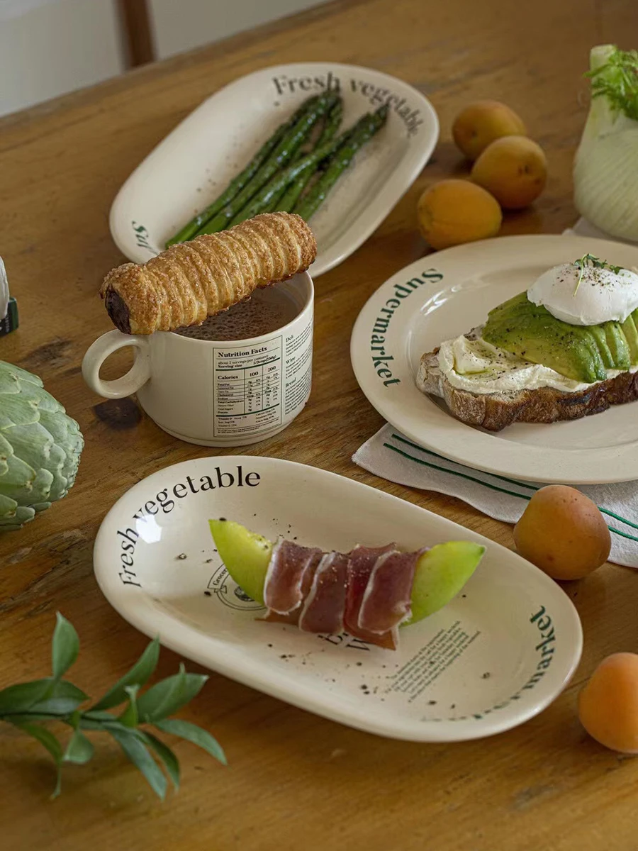 

Цветная керамическая тарелка для ужина и завтрака, тарелка для фруктов, корейская плоская тарелка с резным цветочным узором