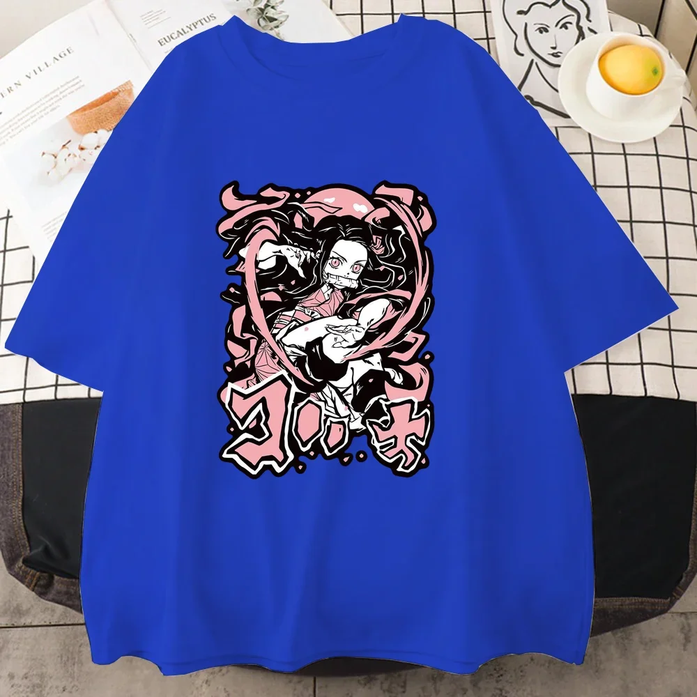 Summer T Shirt New Anime Kawaii Kamado Nezuko Graphic Printed T-Shirt Women's Outdoor Street Loose Cool Round Neck T-Shirt