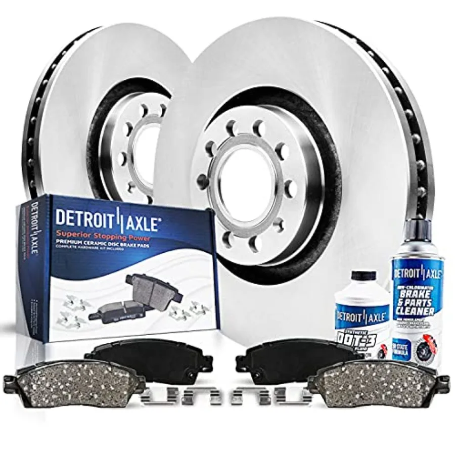 

Front Brake Kit for Volkswagen Jetta Golf EOS Audi A3 Quattro 11.34'' Ceramic Brake Rotors and Pads Replacement Steel Black Per