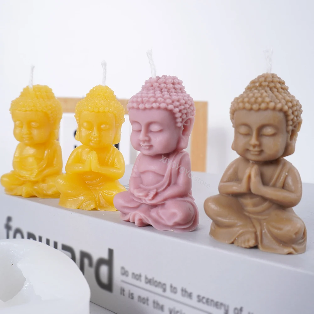 Tathagata Buddha Silicone Candle Mold 3D Church Maitreya Buddha Statue Craft Ornaments Plaster Epoxy Resin Making Mould Supplies