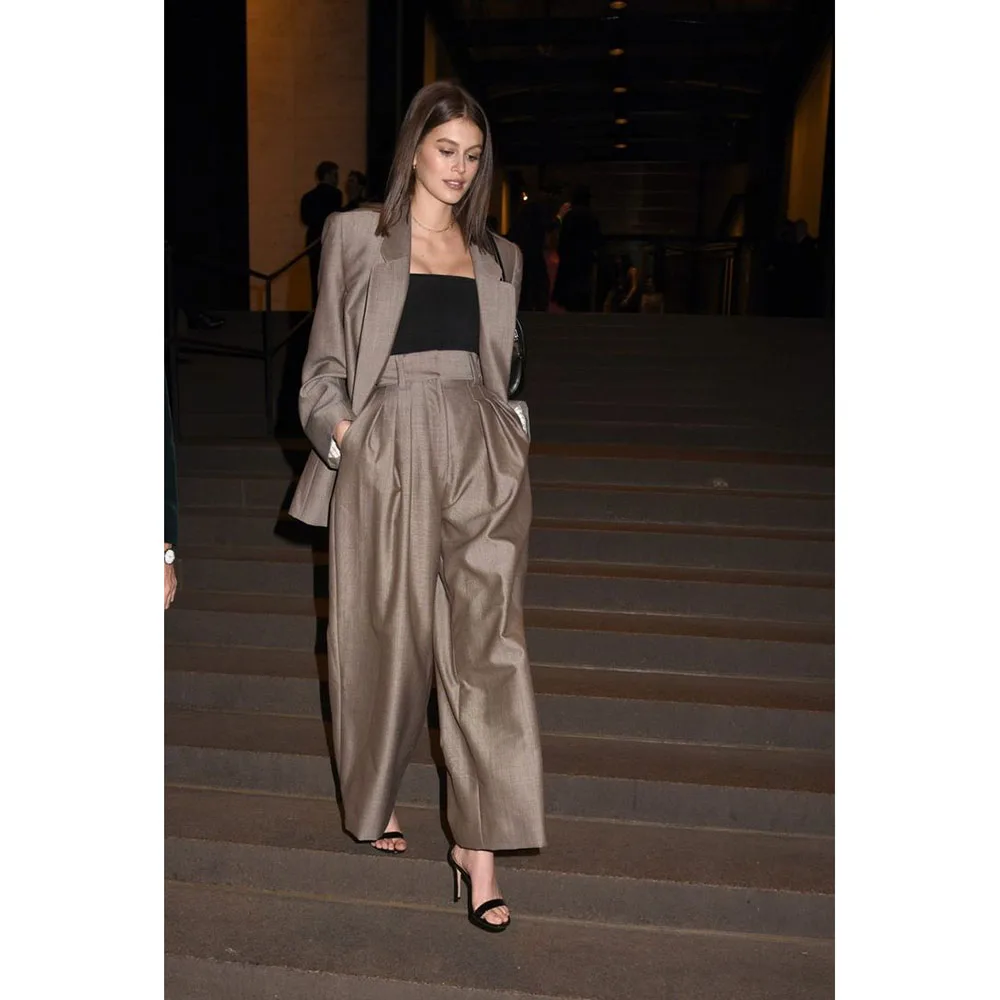 여성 여름 정장 세트 원 버튼 노치 옷깃 자켓 바지 투피스 숙녀 세트 맞는 사무실 연회 레이디 고품질 블레이저 세트