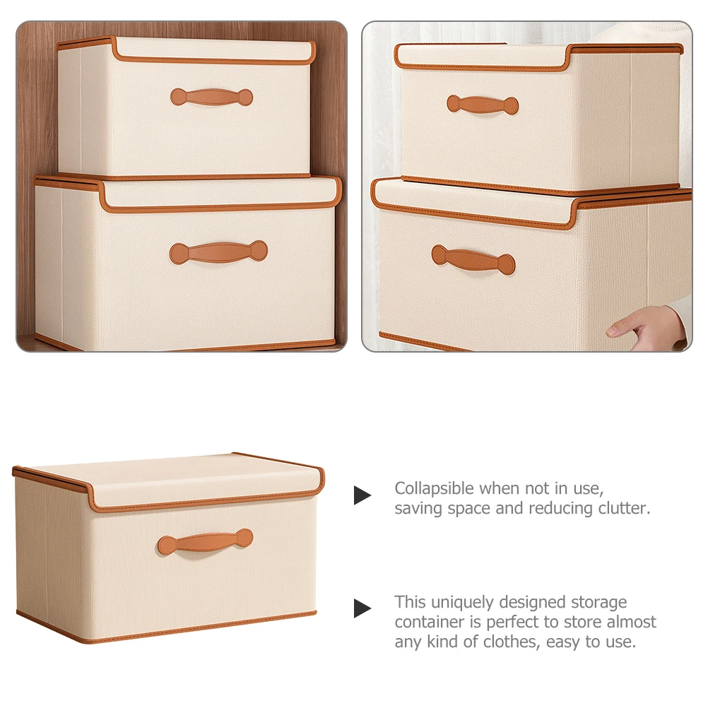 

Collapsible Fabric Storage Box Organizer with Lid Large Capacity Closet Baskets for Clothes Blankets Toys Bathroom Living Room