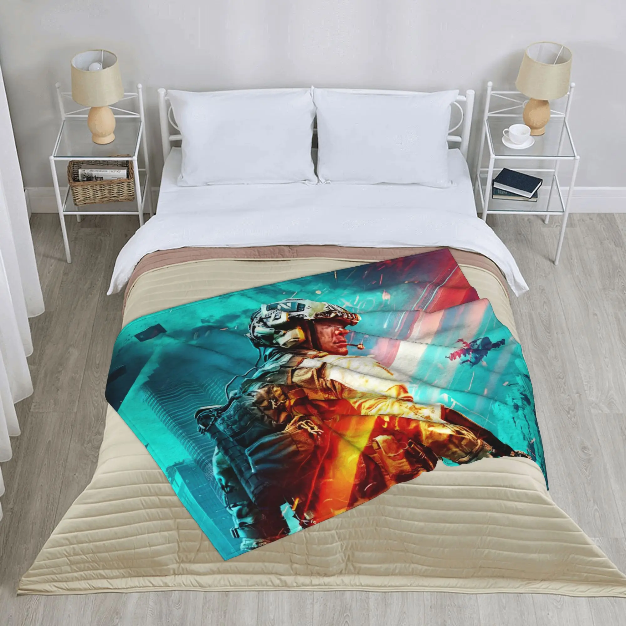 لعبة جندي فئة ساحة المعركة BF6 بطانية إطلاق النار الفانيلا رهيبة لينة رمي البطانيات للمنزل الشتاء في الهواء الطلق #3