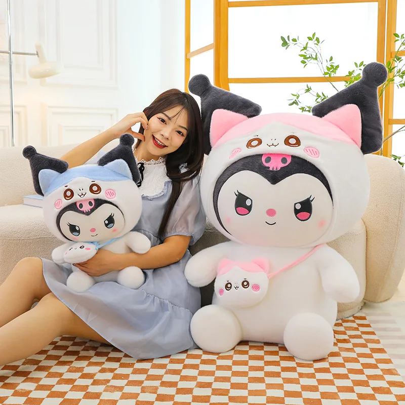 

Cute Transformation Kuromi Plush Toy Sanrio Doll Children's Pillow with Stuffed Plush Animal and Small Backpack Birthday Gift