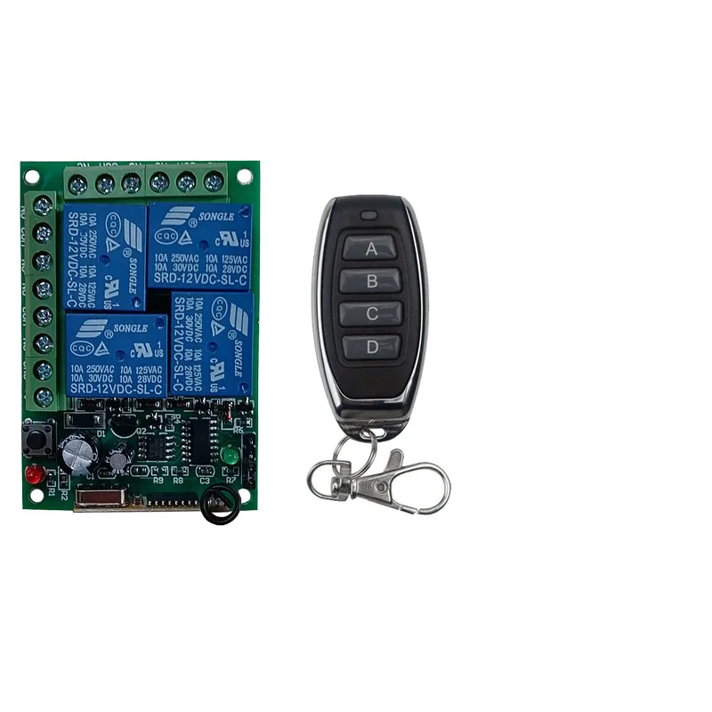 DC12V 24 فولت 4CH اللاسلكية RF التحكم عن بعد مفتاح الإضاءة 10A التتابع الناتج راديو وحدة الاستقبال + الارسال فتحت باب المرآب/مصباح