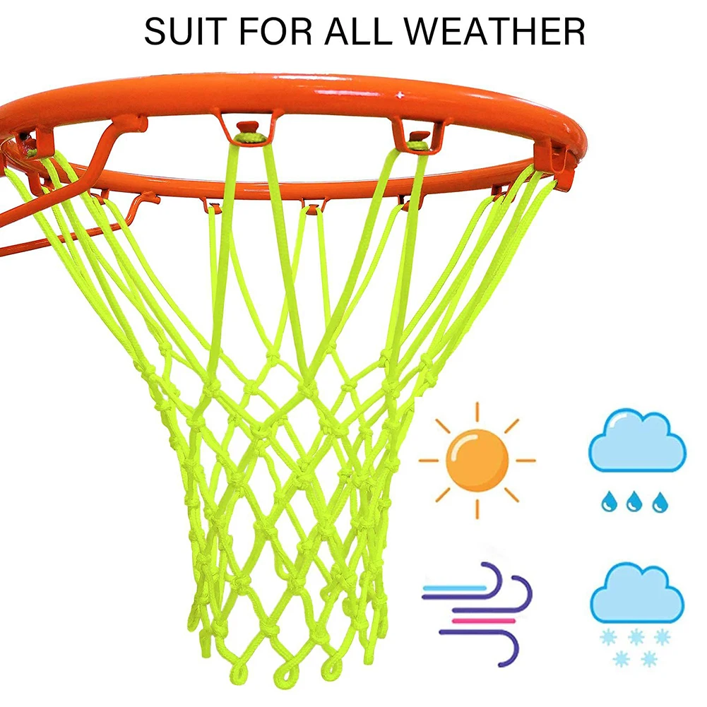 YFashion-Nylon Basquete Luminoso Net, Heavy Duty, Nylon Net para todos os climas, Indoor e Outdoor, 12 Loops