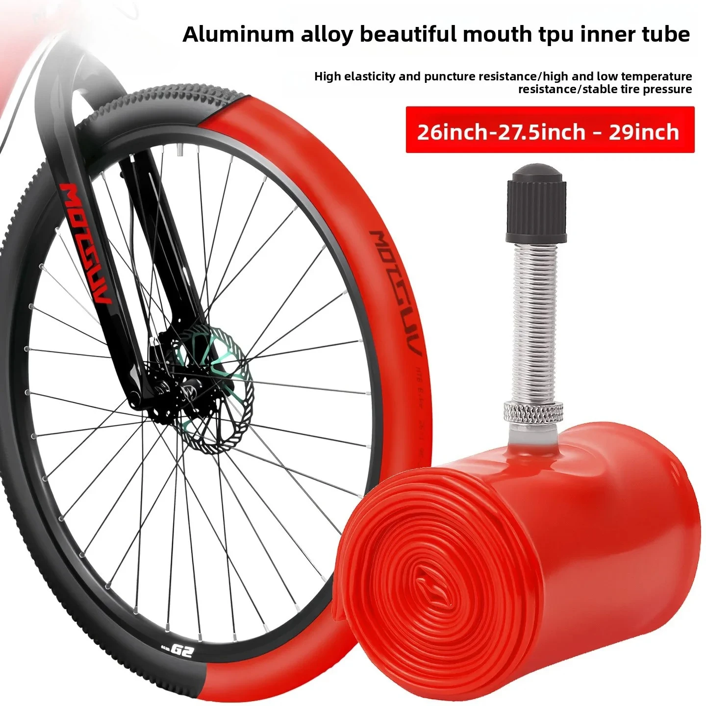 Mountainbike TPU-Schläuche 26/27,5/29 Zoll Fahrrad Schöner Ventilkopf Ultraleichte Pannensichere Reifen 1,95/2,1