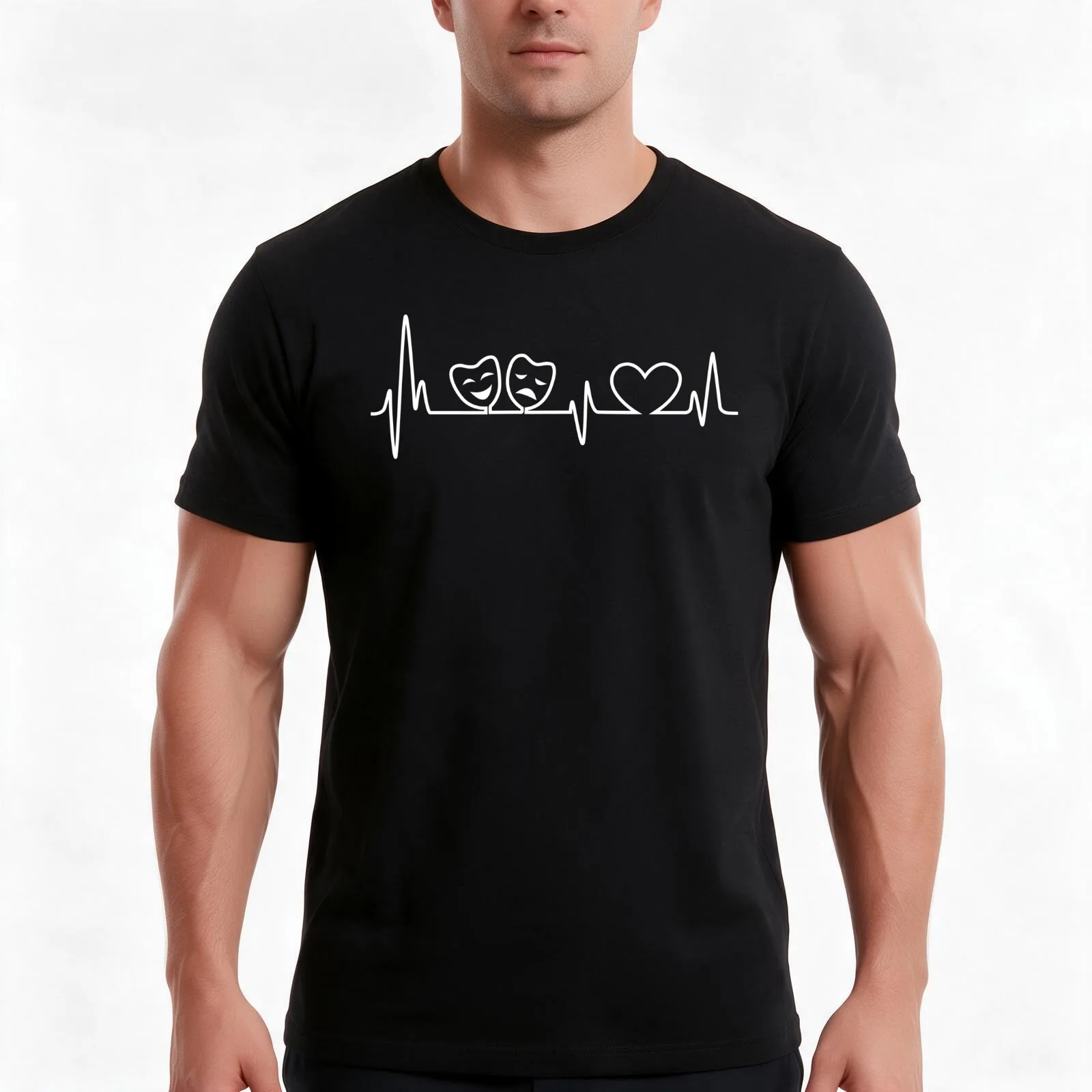 Theatre In Heartbeat T-Shirt, Summer Casual Cotton Tee, Oversized Streetwear Tops, Vintage Graphic Print, Loose Fit Short Sleeve