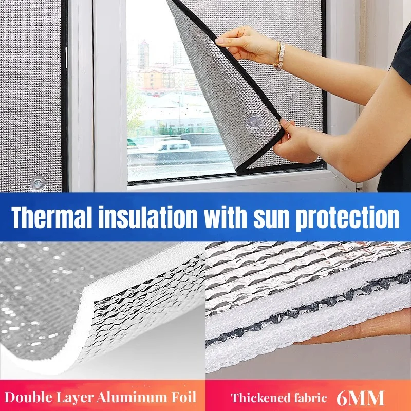 Window Sun Shade Film Blackout Aluminum Foil with Suction Cup Home Sunshade Protector Pad Insulation UV Block Glass Window Films