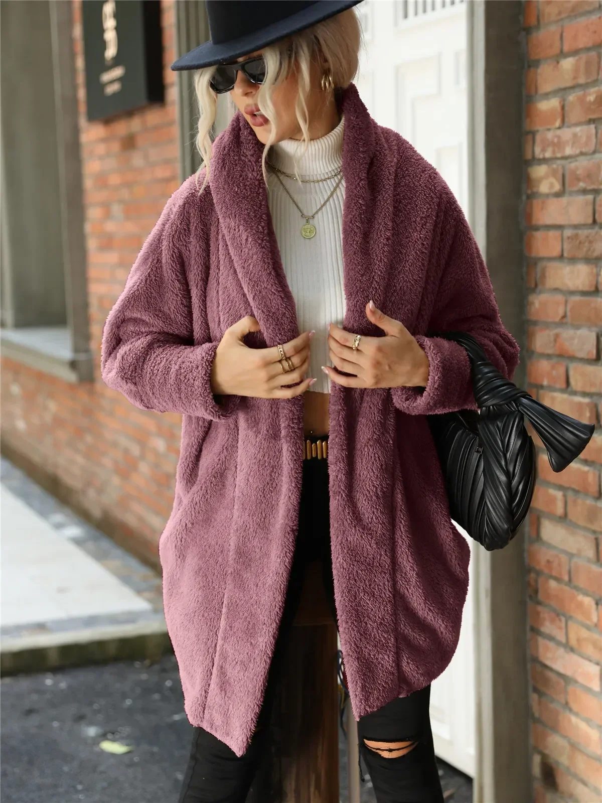 

Women's Winter Coat for Women Thick Warm Cardigan Jacket Bubble Velvet Outerwear Clothing Brown Red Purple Woman Clothes Female