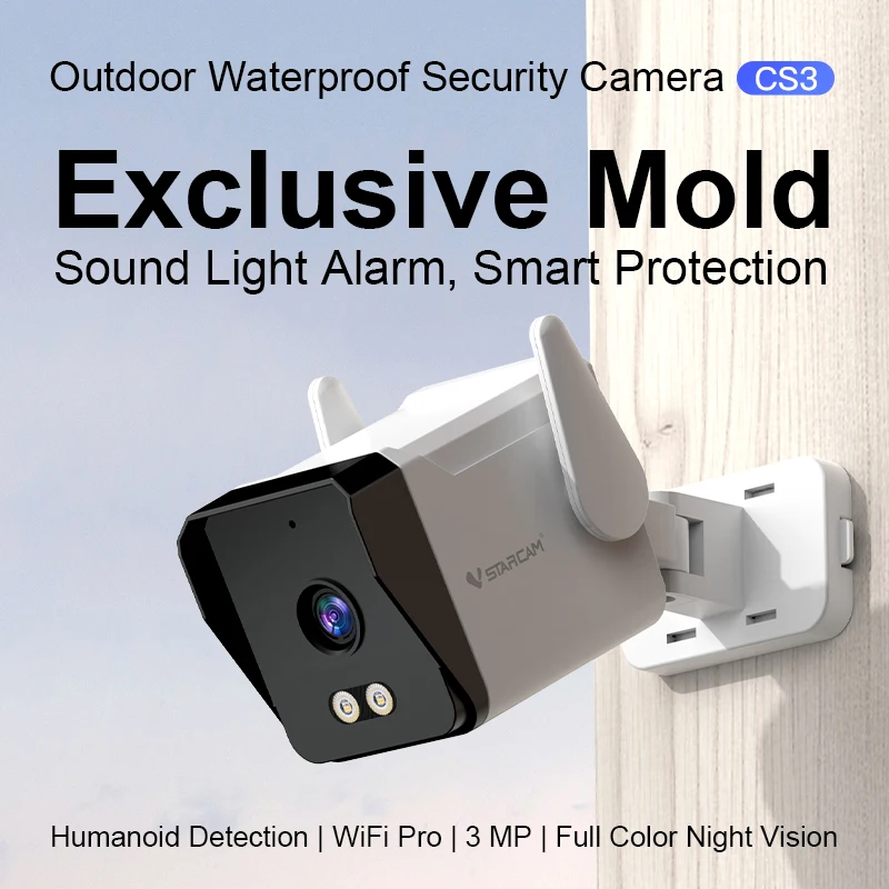 Vstarcan Security Bullet Camera 3MP Outdoor Waterproof Vandal-proof AI Humanoid Absent Detection Wifi Smart Home
