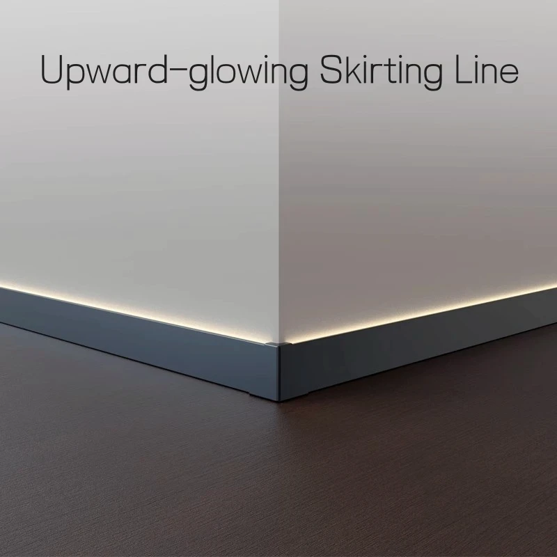 H25mm Super Invisible LED Skirting Line Aluminum Profile Top Corner Channel Diffuser Ceiling Wall Trim Baseboard Bar Strip Light