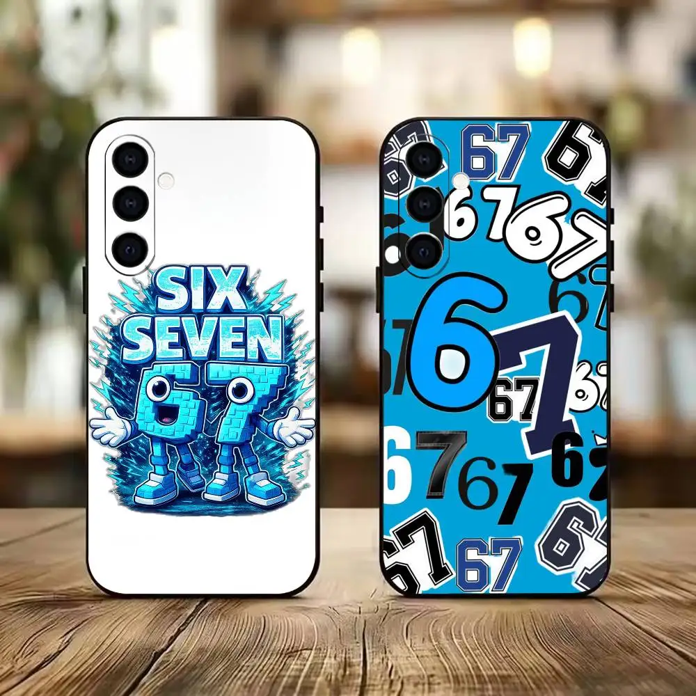 Six Seven 67   Black Soft Silicone Phone Case for Samsung A73 20,21,22,31,32,52,53,72