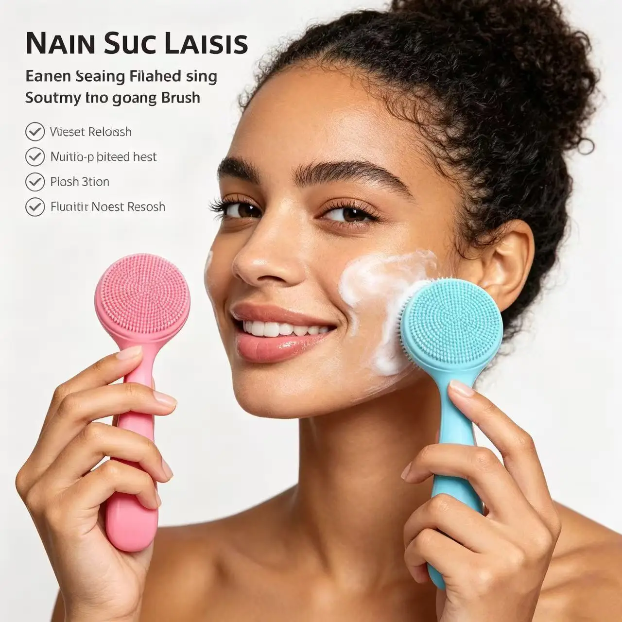 1 cepillo facial de silicona suave, cepillo de limpieza manual, exfoliación suave, limpieza profunda de los poros.