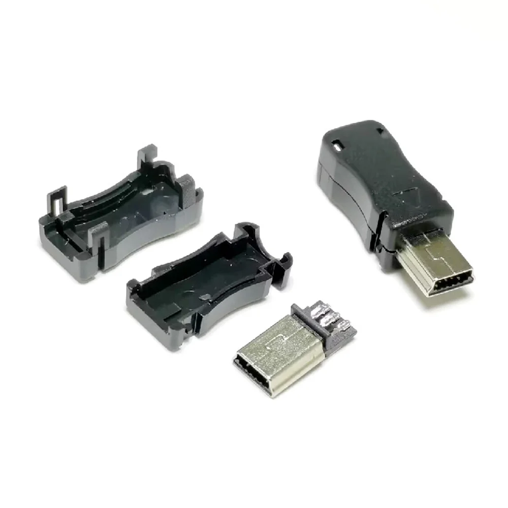 10/100PCS Mini USB Male Connector (3 IN 1 )Male Mini USB Jack 2.0 5PIN Plug Socket with Plastic Cover for Kinds of DIY