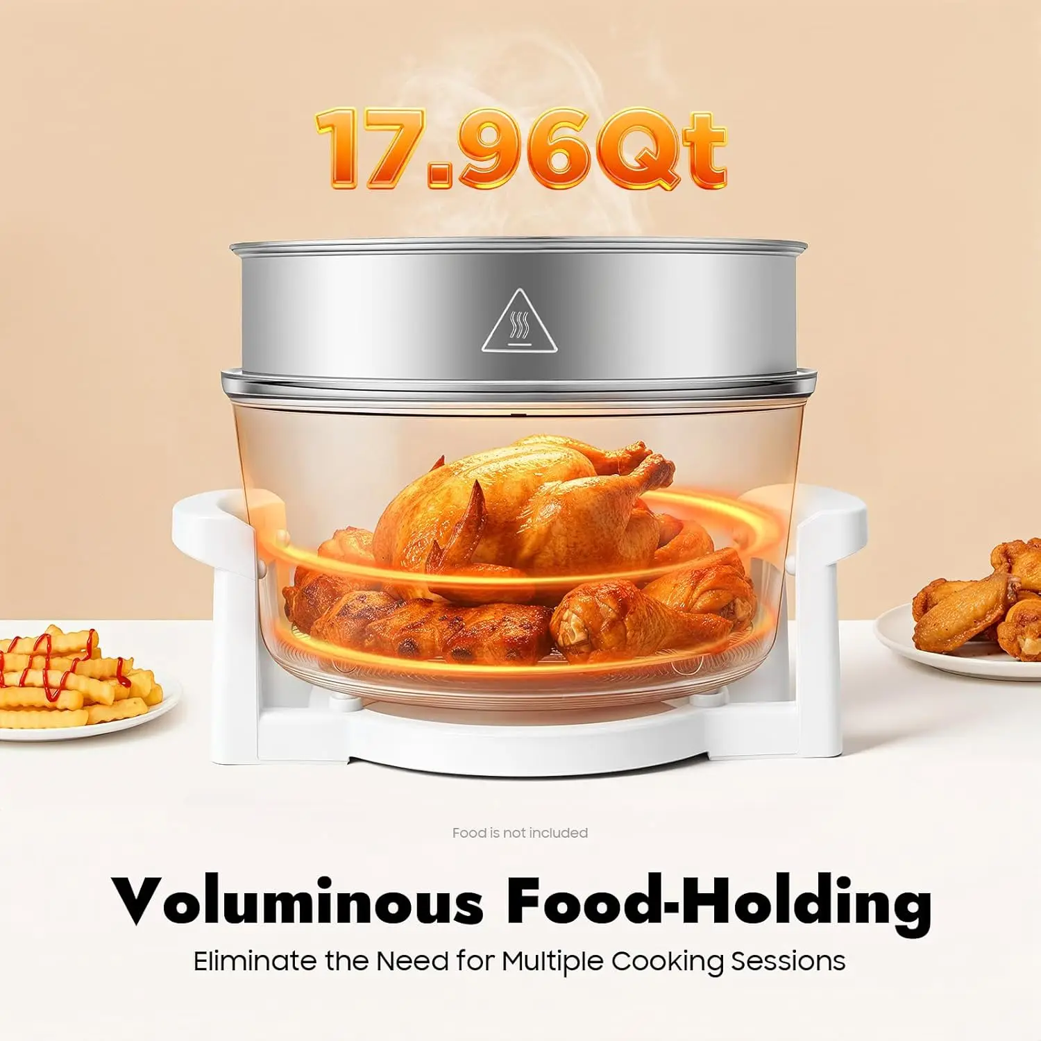 

18 QT Turbo Air Fryer 1400W, Countertop Convection Oven with Glass Container, Adjustable Temperature Control for Home Cooking