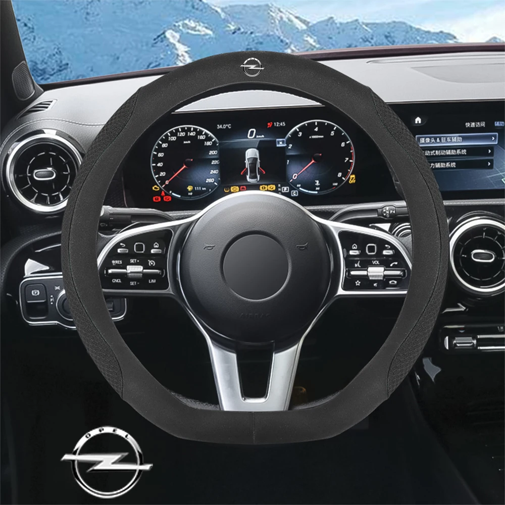 Car Steering Wheel Soft Suede Protector Cover Decor Accessories For Opel Zafira b Corsa d Insignia Mokka Regal Car Valve Cap