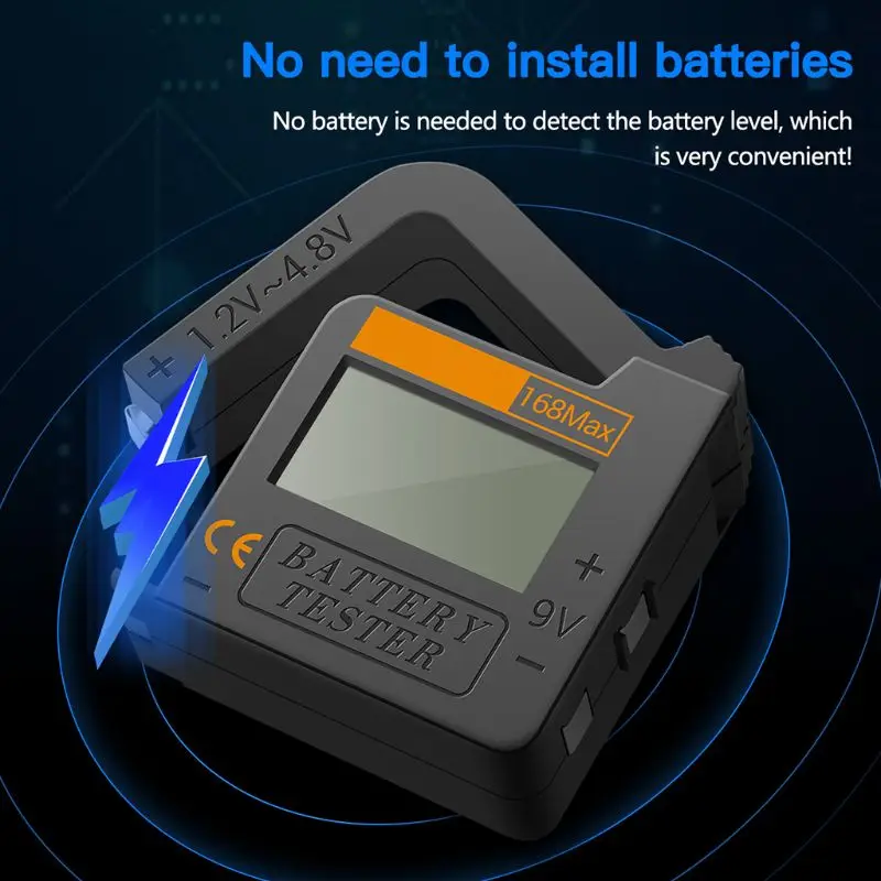 168Max Battery Tester Digital Lithium Battery Tester Suitable for AA AAA Button Battery Universal Battery Checker