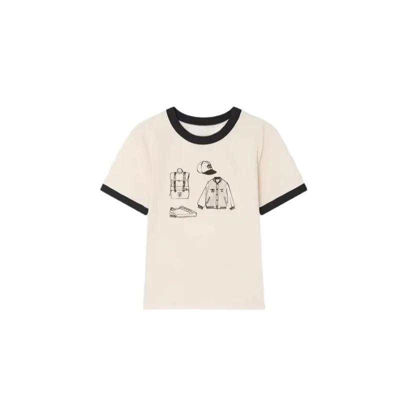 

Детские футболки 2026, новые летние футболки с короткими рукавами и милым принтом для мальчиков и девочек, bp