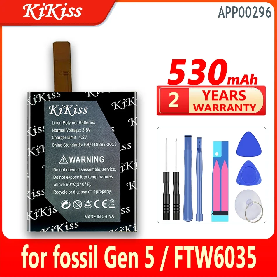 Batteria KiKiss APP00296 530mAh per fossil Gen 5 Gen5/per Julianna HR FTW6035 Bateria ad alta capacità