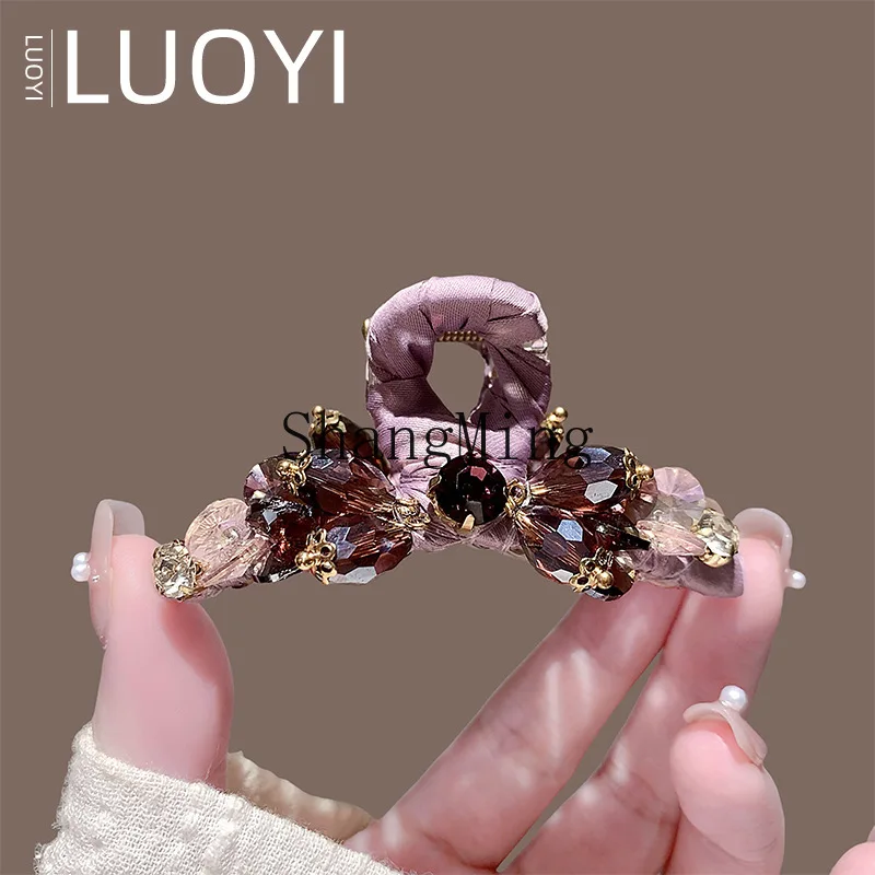 

PYH Premium Purple Crystal Grab Clip Femininity Back of Head Half Bundle Shark Clip Princess Head Hair Accessories