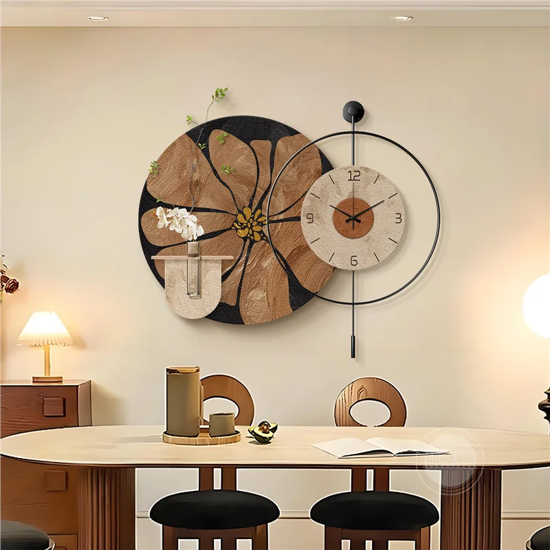 

Living room clock wall clock hydroponic green plant decoration