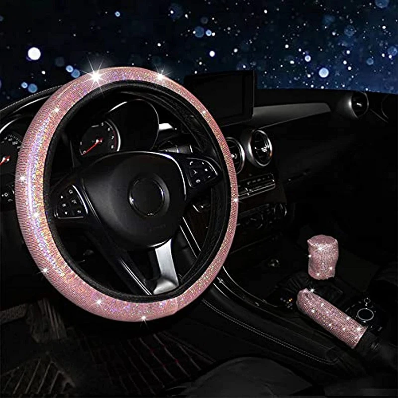 

Car Steering Wheel Cover Elastic Handle Cover Universal 37/38cm Diamond BlingBling Four Seasons Crystal Woman styling Interior