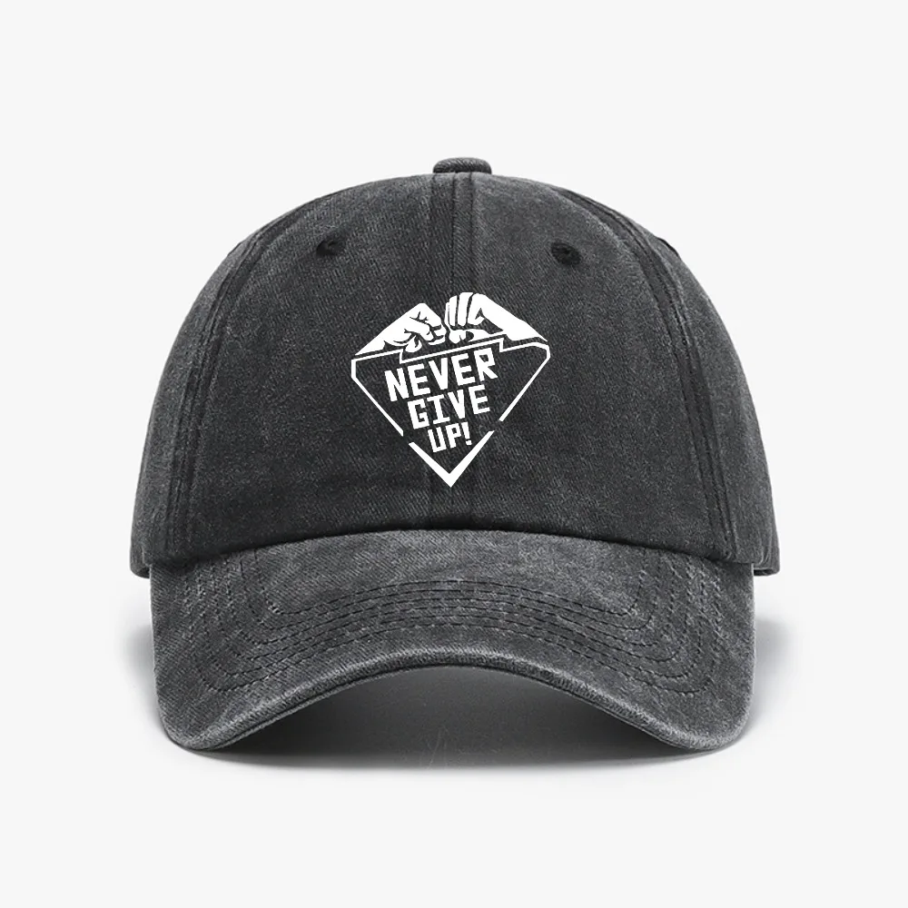 

Never Give Up Print baseball cap fashion Vintage Washed Denim hip hop cap casual Harajuku sun snapback hats