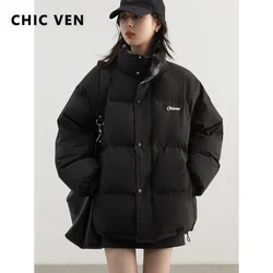 CHIC VEN Korean Women Parkas Long Sleeve Loose New Warm Letter Embroidery Female Bread Jackets Outerwear Coat Autumn Winter 2024