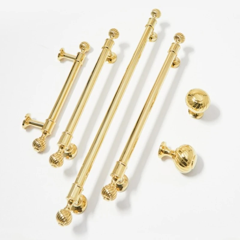 Brass Handle Bright Gold Cabinet Handles Desk Drawer Pull Furniture Knob for Drawer Knob Furniture Hardware Kitchen Accessories