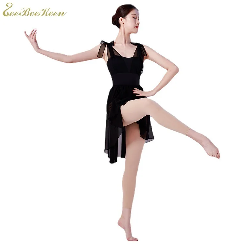 Justaucorps de ballet uni avec nœud papillon noir, vêtements de danse en maille sexy, combinaison de yoga pour filles, justaucorps de gymnastique pour femmes, justaucorps de danse ballerine