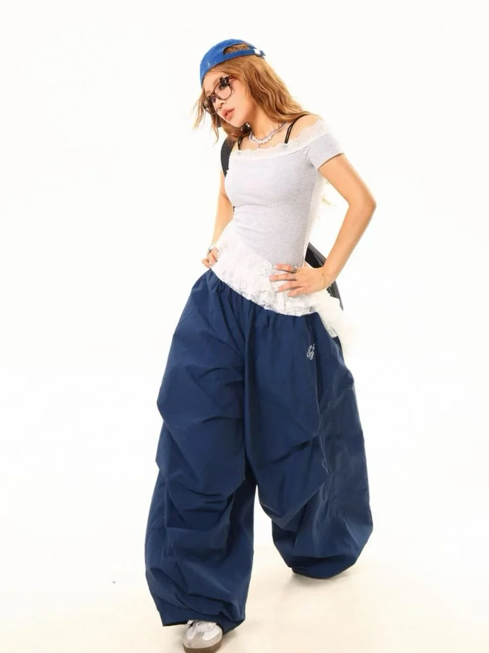 

Брюки-парашюты женские регулируемые осенние бархатные мешковатые формы гранж-трендовый стиль-карго на открытом воздухе с несколькими карманами хип-хоп художественные пряные