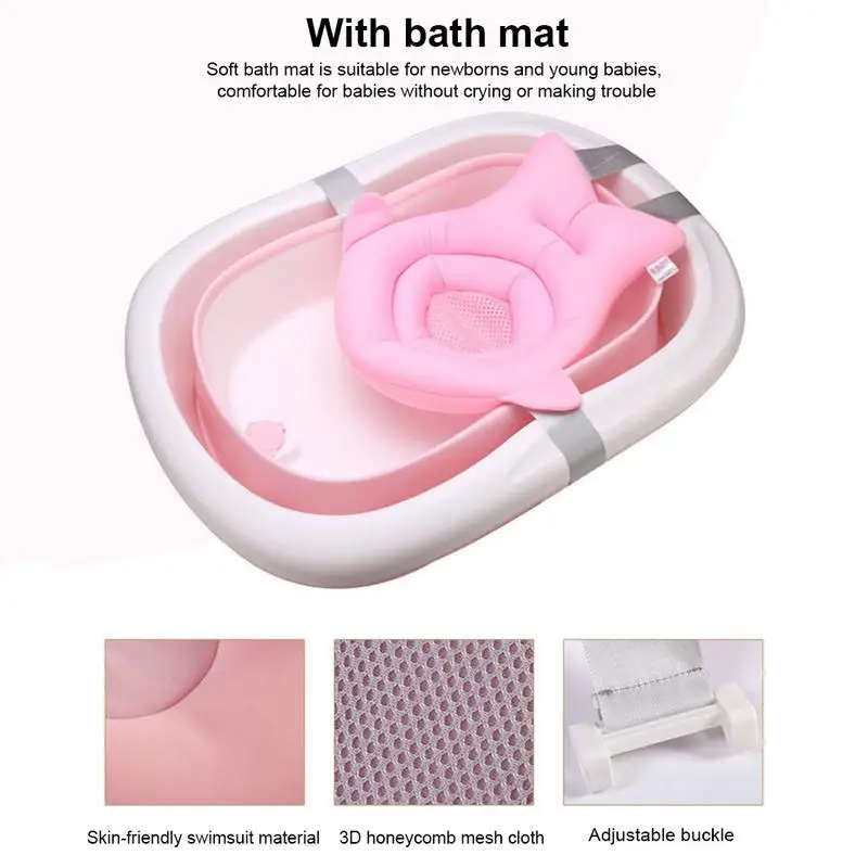 

Baby Bathtub Mat Non Slip Sandwich Mesh Design Shower Mat With 4 Way Buckles Easy Drying Comfortable Exterior Bath Supplies For