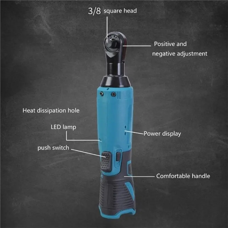 -[33A tvdae] 12V Multifunctional Electric Ratchet Wrench Ratchet Wrench Impact Screwdriver Power Tool 90 Degree Right Angle