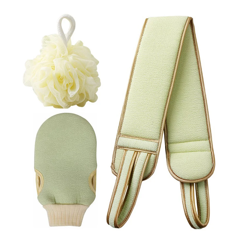 1 مجموعة حمام فرك الظهر منشفة عدة الضوء الأخضر سماكة حزام طويل دش الغسيل مجموعة للتنظيف العميق الجسم تقشير كرة استحمام #4