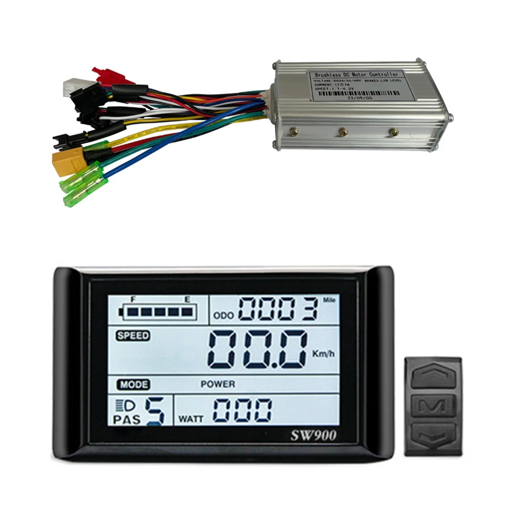 Experience Unmatched Performance with 243648V 17A 350W Sine Wave Controller+SW900 Display for Electric Scooter