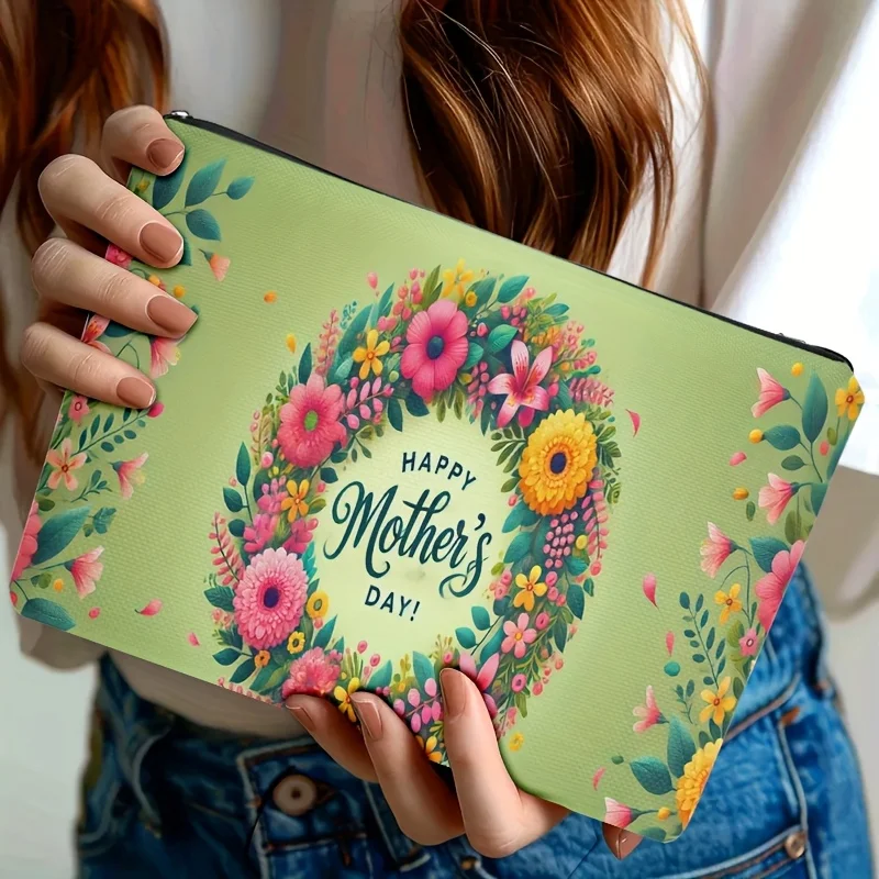 1 bolsa de cosméticos, corona para el Día de la Madre, bolsa de cosméticos inspirada en el Día de la Madre, bolsa de cosméticos de viaje, bolsa de cosméticos con cremallera, bolsa de aseo, bolsa para lápices, bolsa de almacenamiento para guardar el bolso de mano de mujer y exquisitos regalos para fiestas para amigos y profesores.