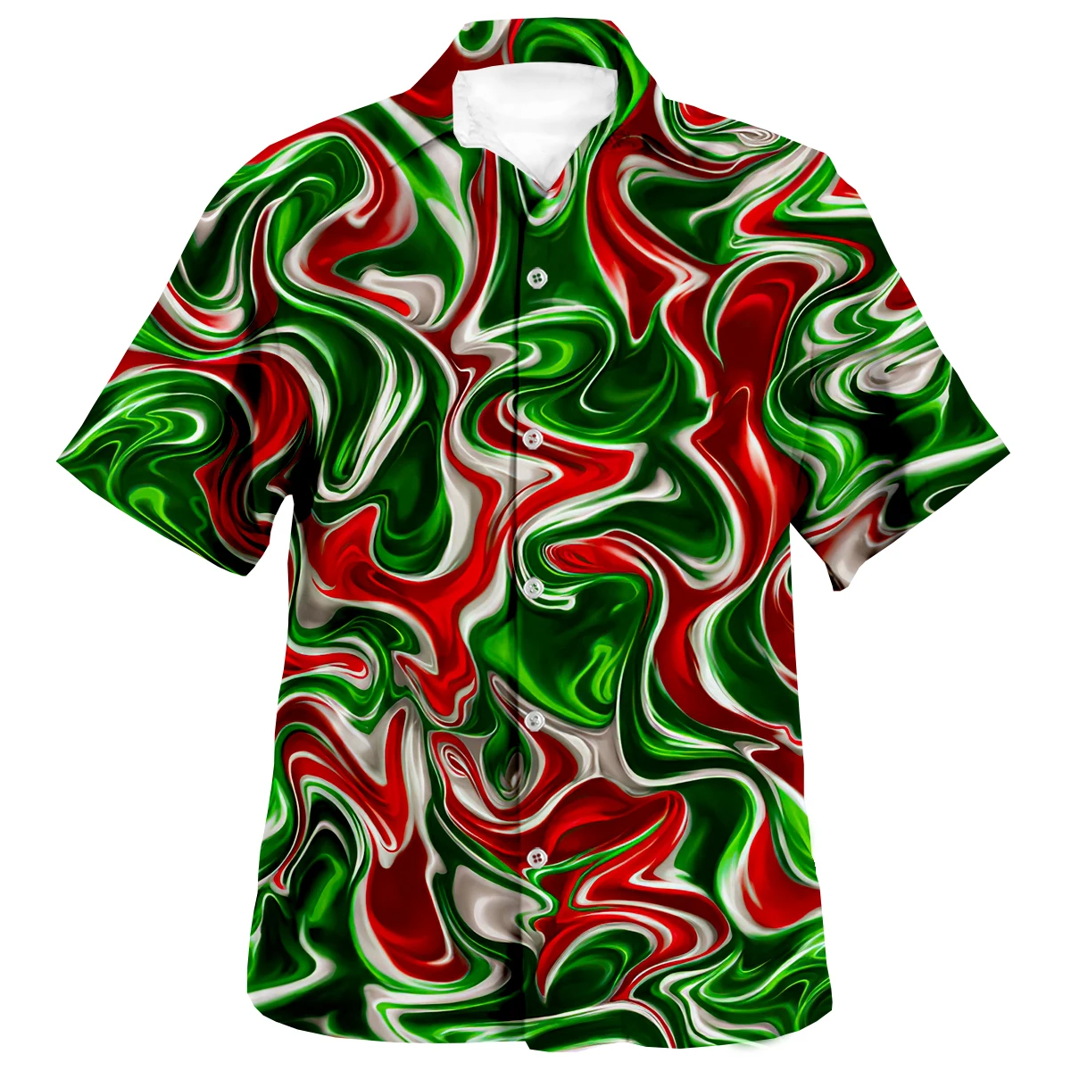 

Red And Green Psychedelic 3D Printed Shirt Beach Hawaiian Shirt Summer Short Sleeve Shirt Streetwear Oversized 5XL Chemise Homme