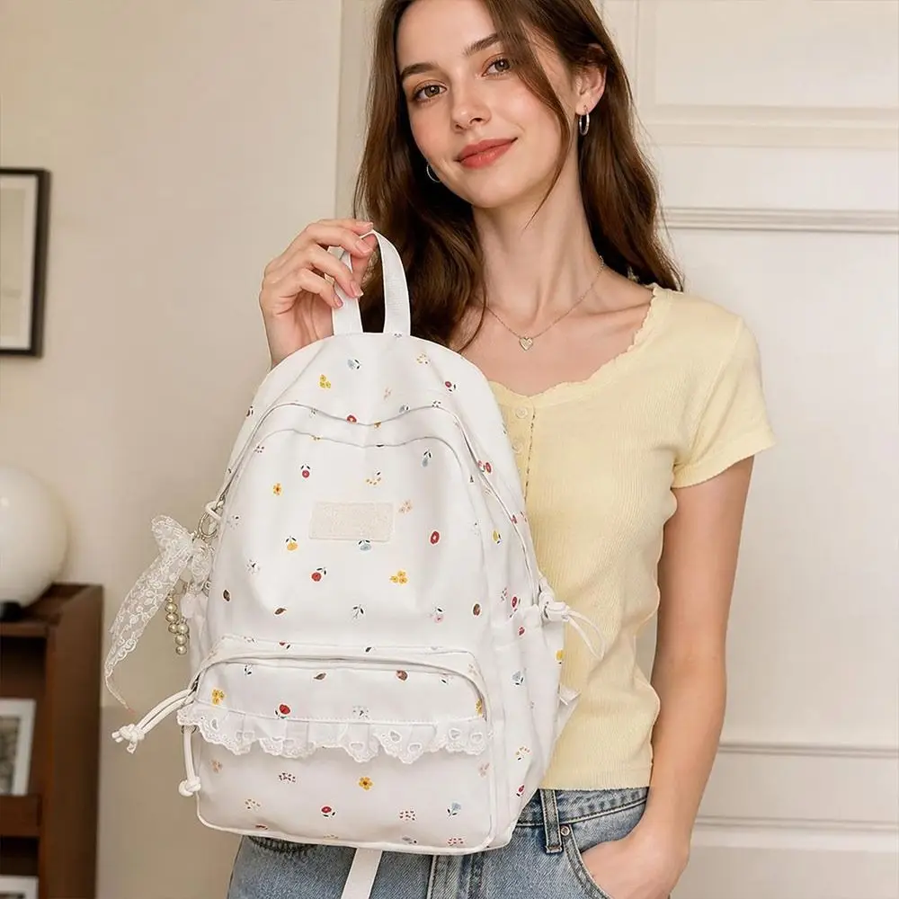 Large Capacity Campus Backpack Soft Nylon Material Preppy Style Design Student Schoolbag Lightweight High Aesthetic Value