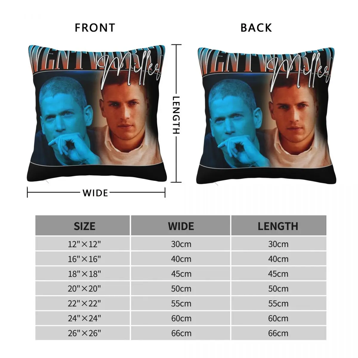 Wentworth Miller Prison Break Pillowcase Polyester Linen Velvet Printed Zip Decor Sofa