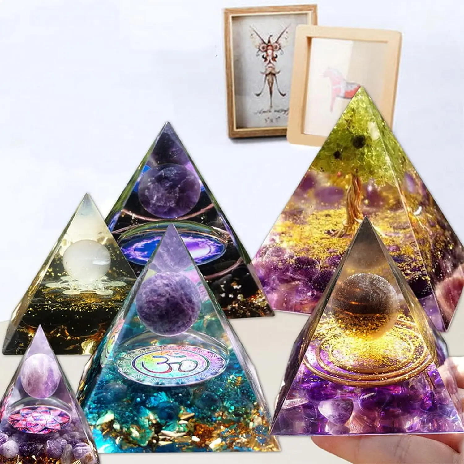 1/2/3/4/5/6 Inch Super Large Pyramid Epoxy Resin Molds DIY Pyramid Orgonite Orgone Silicone Molds Silikonform Moldes Resinas