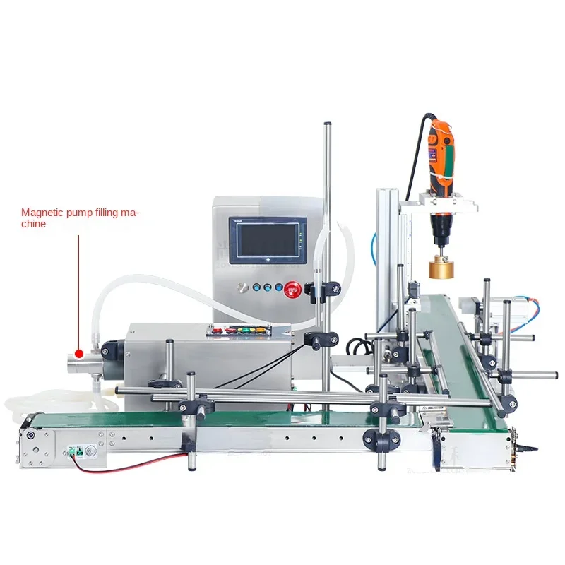 

Small Long Conveyor Belt Electric Filling Machine Cap Screwing Machine Combination Desktop Small Capacity Fine Bottle Can