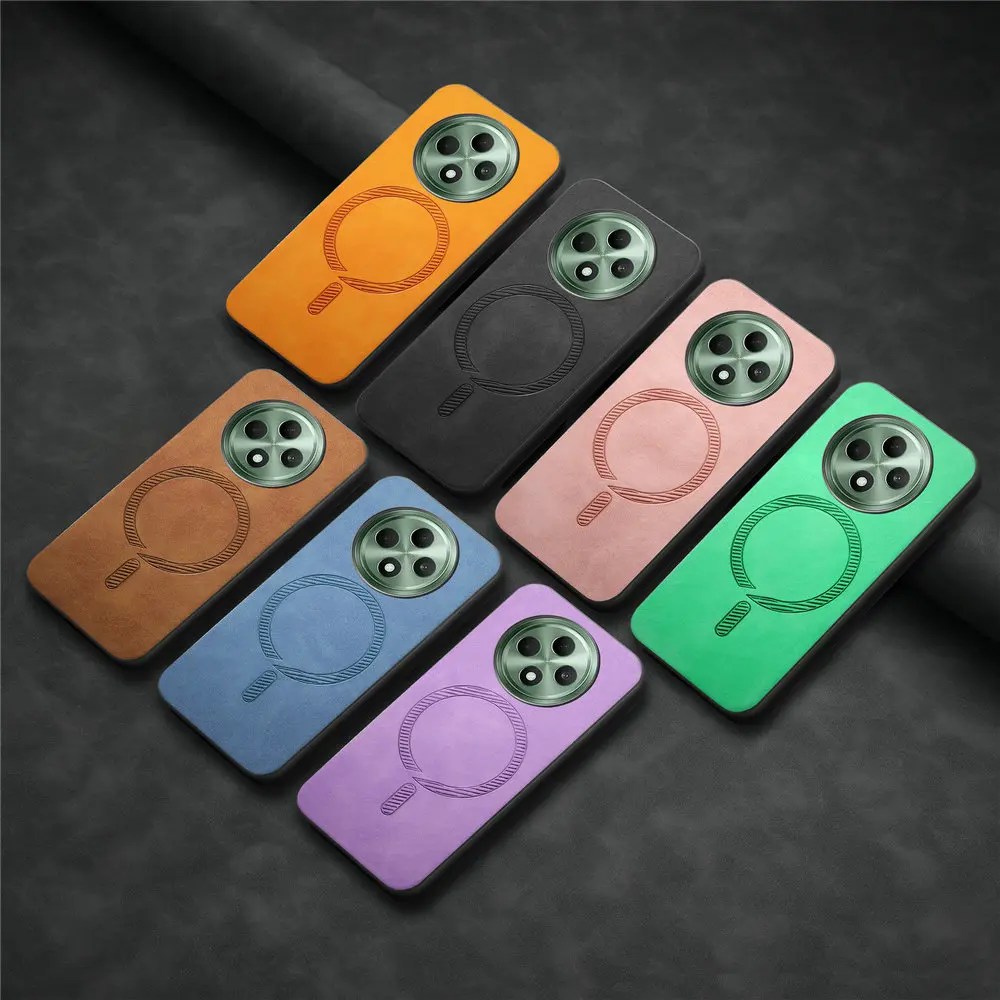 Reno12 FS 13 14 15 Pro 5G Luxury Case Leather Back Panel for OPPO Reno 15 FS Case Magnet Funda Reno13 13A 14F 15F 13F 12FS 11 F